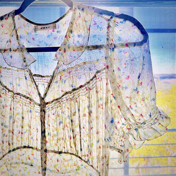 💋SOLD💋🪁🌼🎈DÔEN ‘Mira’ Silk Georgette Yellow Victoria Floral Mini Dress✨ - Picture 6 of 17